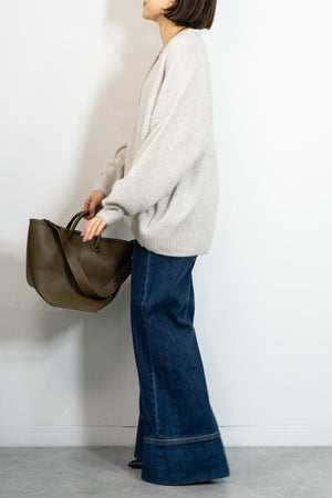 FOX混Vネックボクシーカーディガン