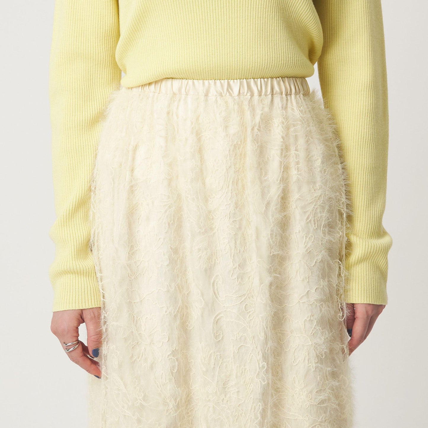 シアー レース ギャザー スカート