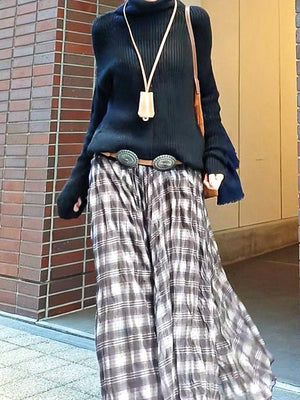 チェックシフォンスカート