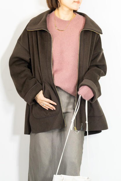 ニットパイルステンカラーコート