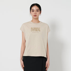 コットン ロゴプリント フレンチスリーブ Tシャツ