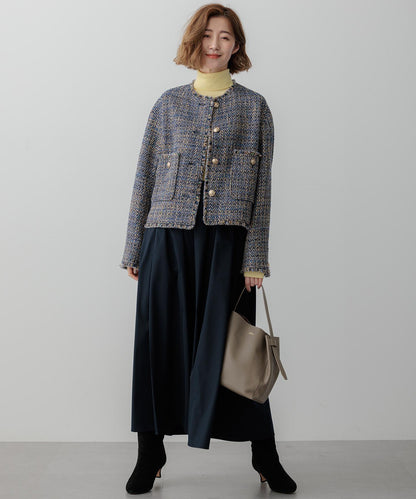 ウーステッドウール リブタートルネック ニット