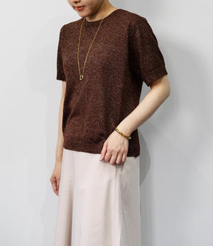 ラメニットハーフスリーブトップス