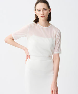 トリコットシフォン ハーフスリーブカットソー