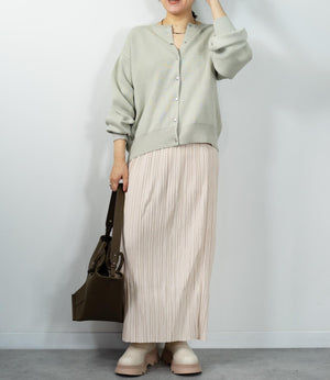 ドットボタンニットカーディガンブルゾン