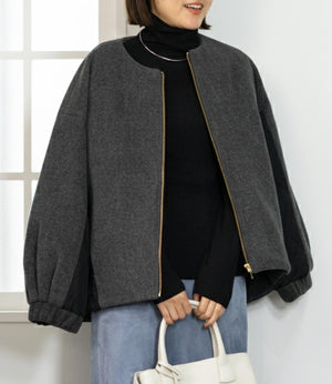 メランジ切替ノーカラーコート