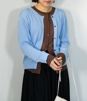 レイヤード風バイカラーカーディガン