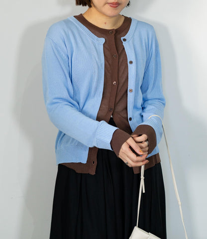 レイヤード風バイカラーカーディガン