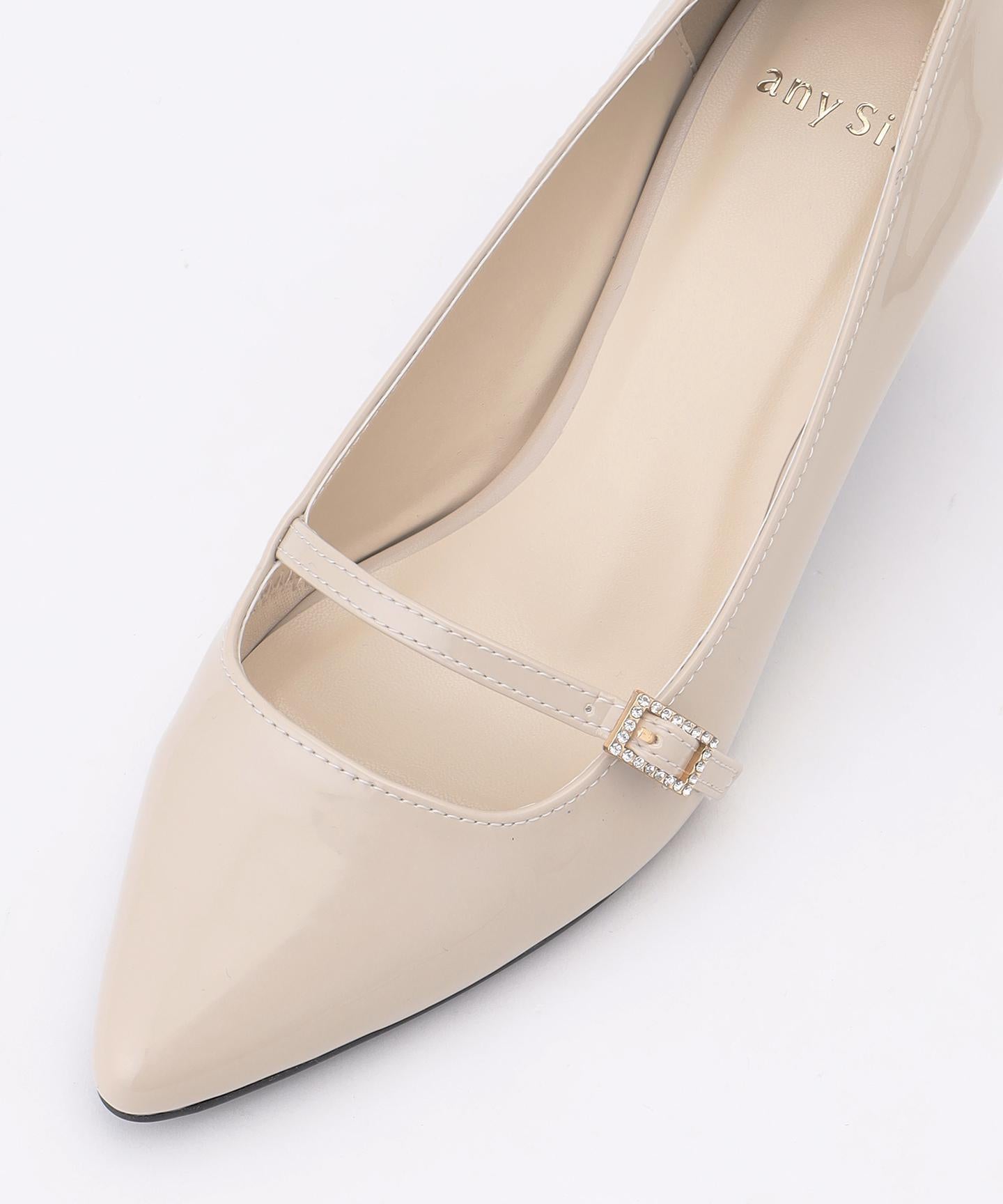 ミニストーンバックル パンプス