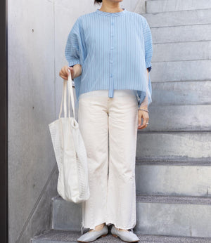 チュールレイヤードドレープブラウス