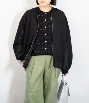 ドットニットブルゾンカーディガン