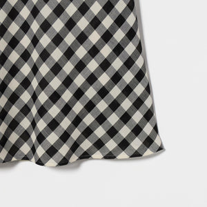 メッシュ ナロー フレア チェック スカート