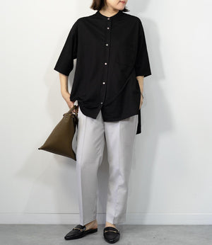 接触冷感バンドカラーシャツ