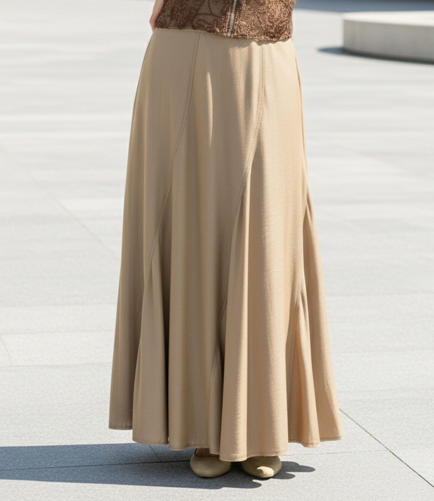 シャンブレーパネルスカート