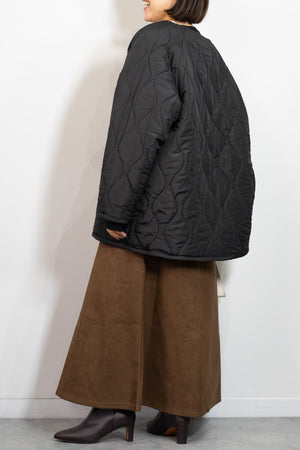 リバーシブルボアキルティングノーカラーアウター