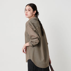 シアー レギュラーカラー ソリッドシャツ