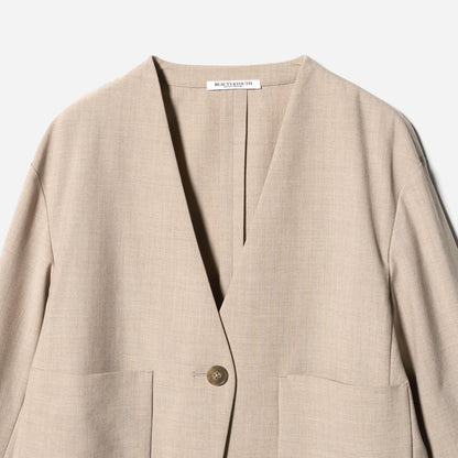 ポリエステルブレンド カラーレス ショートジャケット