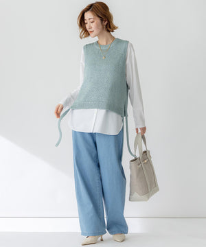 ライトダンガリー ワイドパンツ