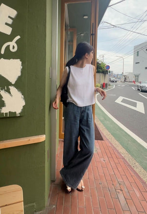 ボートネッククロップタンクニット