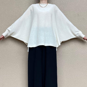 リネンざっくりニットケープ