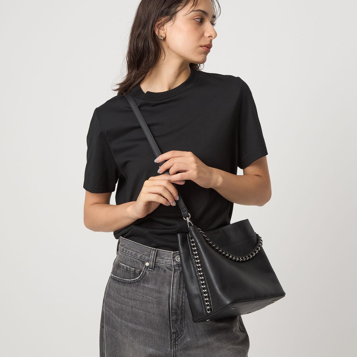 チェーンハンドル 2WAY スクエアバッグ ショルダーバッグ