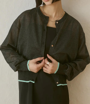 バイカラーシアーニットカーディガン