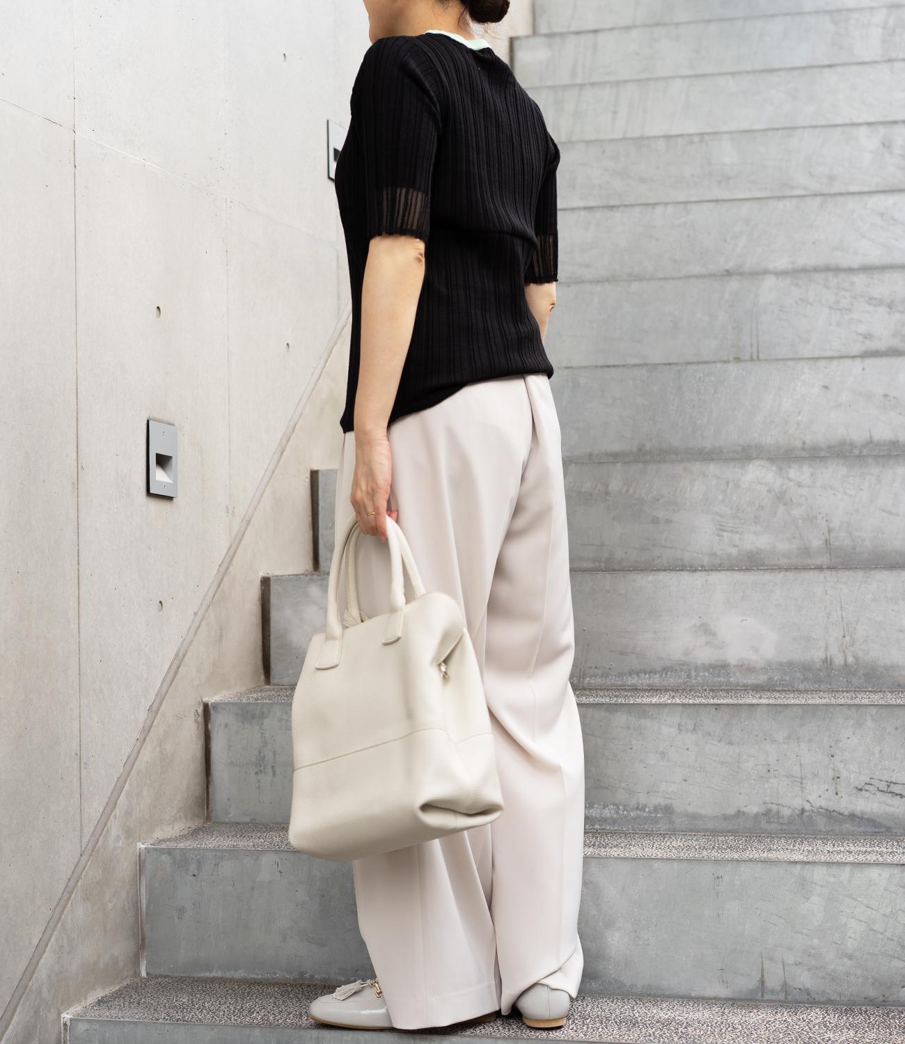 バイカラーシアースリーブスリムニット