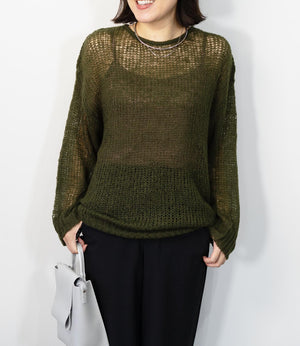 メッシュニットトップス