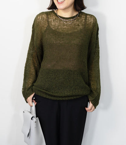 メッシュニットトップス