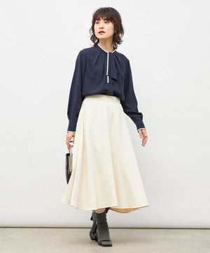 ウォッシャブルストレッチジョーゼットボウタイ風ブラウス