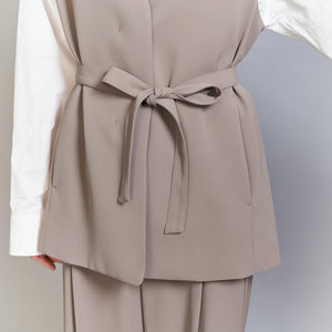 【WEB限定 Wardrobe DAILY MINIMAL】ダブルクロス リボンベルトジレ -ウォッシャブル-