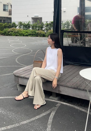 ボートネッククロップタンクニット