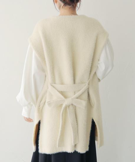 バイカラーテープシャギーニットベスト