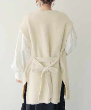 バイカラーテープシャギーニットベスト