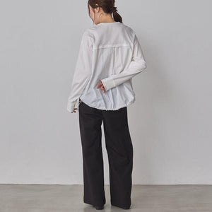 布帛ドッキングカットソー