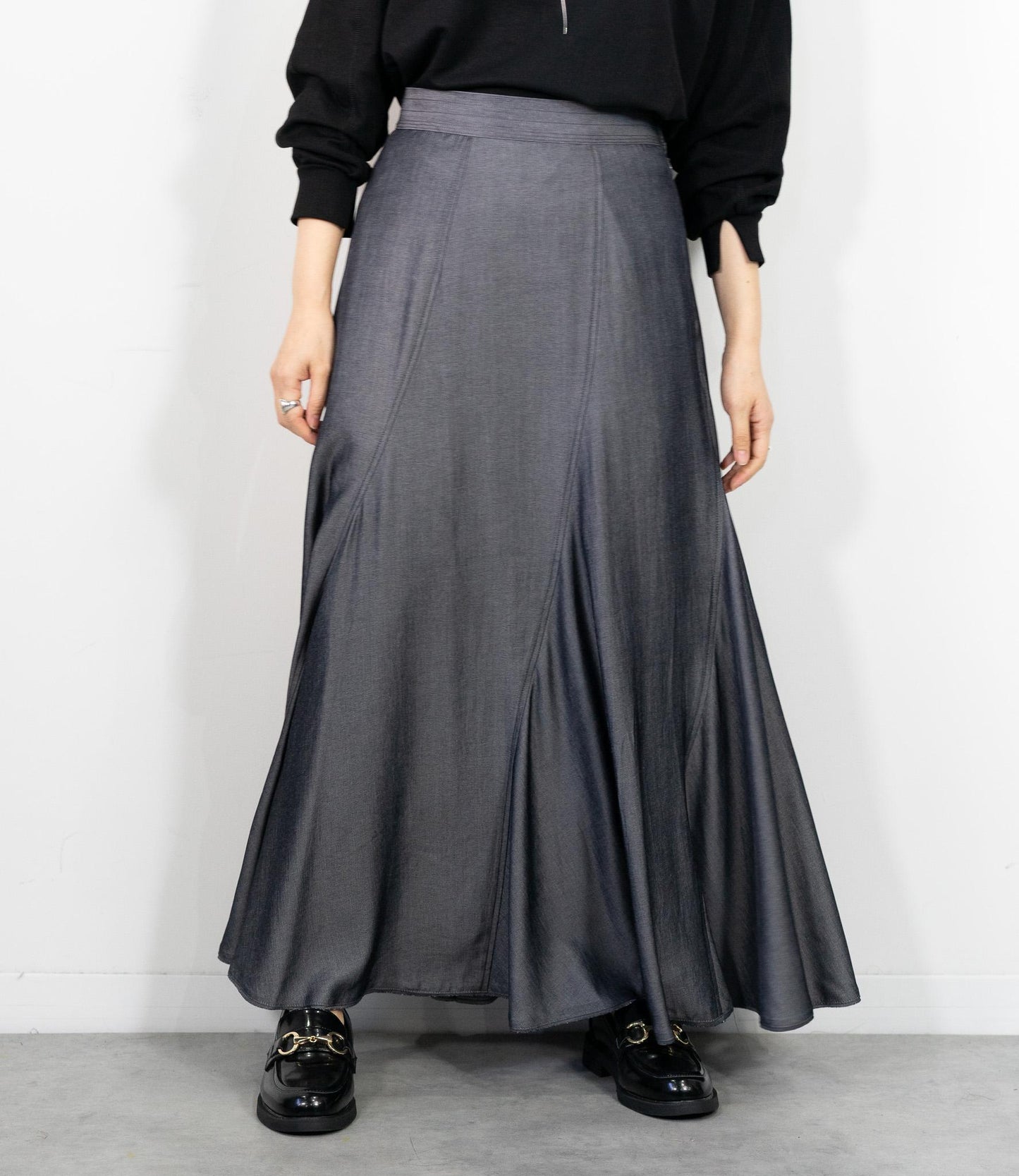 シャンブレーパネルスカート