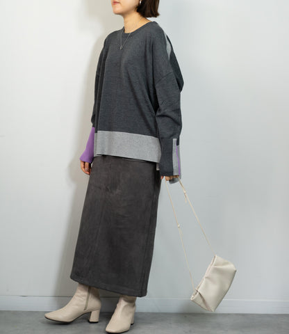 バイカラーボクシーニット