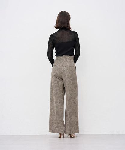 グレンチェック ワイドパンツ