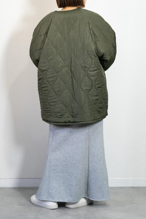 リバーシブルボアキルティングノーカラーアウター