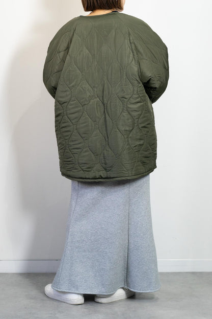 リバーシブルボアキルティングノーカラーアウター