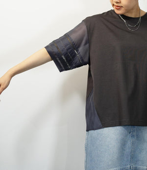 はしごレースシルケットカットソー