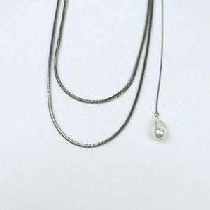 スネークチェーン淡水パールトップネックレス