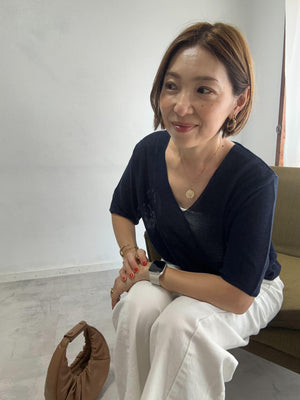 Vネックリネンカットソー