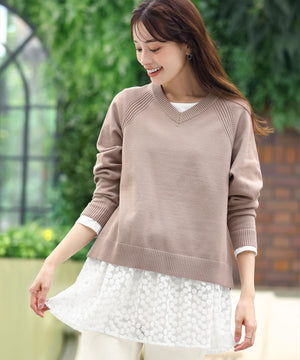 ラグランニットトップス