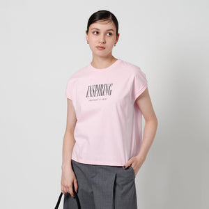 コットン ロゴプリント フレンチスリーブ Tシャツ