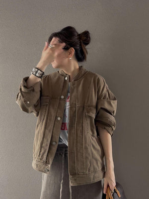 ノーカラーウォッシュブルゾン