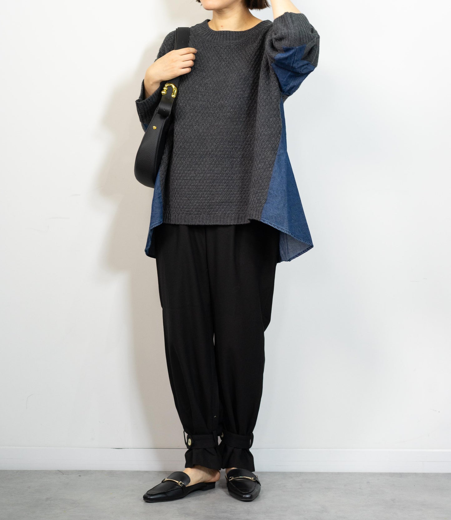 デニムドッキングケーブルニット