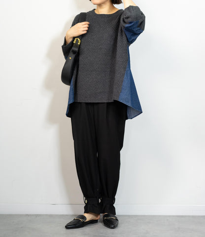 デニムドッキングケーブルニット