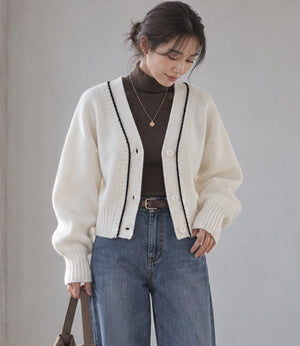 Vネックショートカーディガン