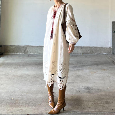 クルーエル刺繍ボヘミアンワンピース